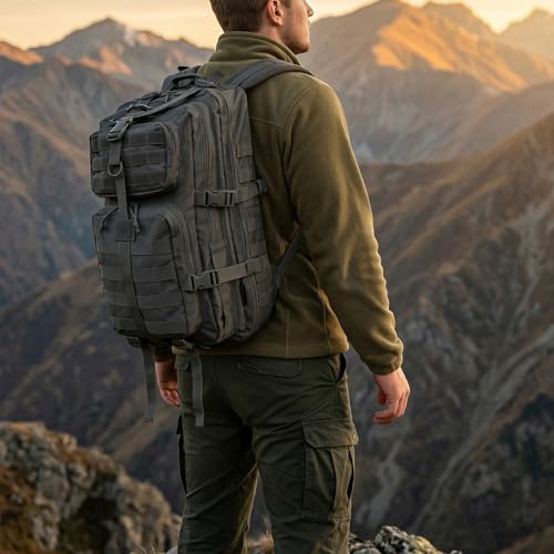 Military Tactical Backpack for Men, Tactical Laptop Backpack with Molle Waterproof, Army 3 Days Assault Pack & Bug Out Bag for Hiking (09-Gray) - Image 3