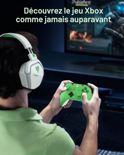 Casque Gaming NUBWO N16 Blanc et Vert avec Micro pour Console PS5 PC Xbox