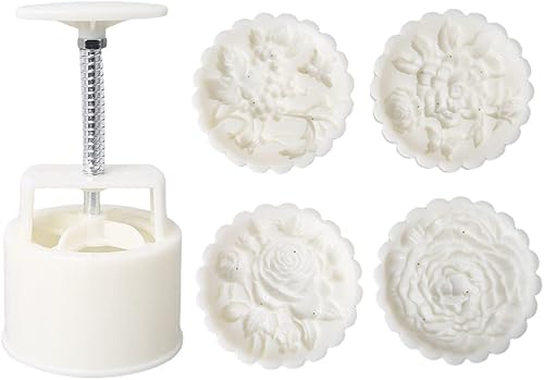 A FEI Juego de moldes para pastel de luna 3D DIY, 5.29 oz o 7.05 oz, patrones en forma de rosa, molde de pastel de luna, molde de prensa seguro para
