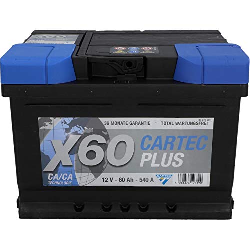 Cartec Plus Auto-Batterie, 60 Ah / 540 A, wartungsfreie Starter-Batterie, mit Calzium Technologie