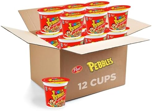 Fruity PEBBLES Breakfast Cereal Cup, Gluten Free, 2 oz Cup, 12 Pack