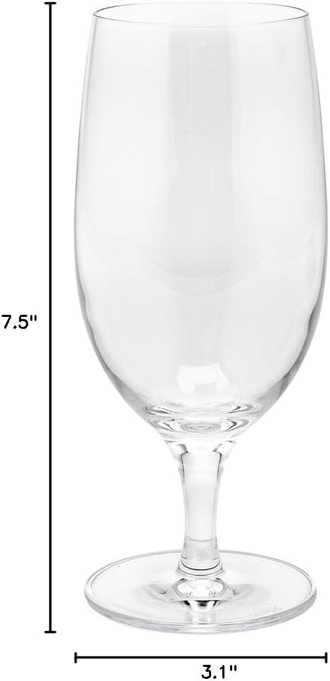 Restaurantware-16 Ounce Iced Tea Glasses, Set Of 6 Crystal Goblet Glasses - Laser-Cut Rim, Fine-Blown Crystal Water Glass, For Weddings, Anniversaries, And Special Events, Dishwashable