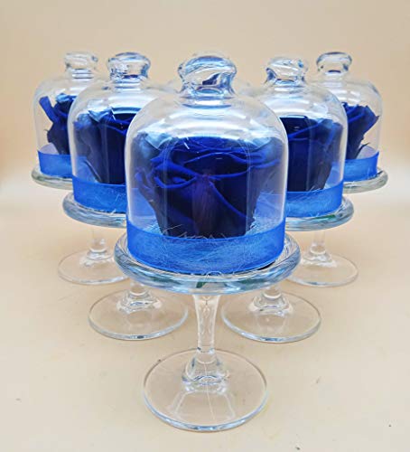 Rosa eterna Azul. Cúpula de Cristal con pie. Altura 22 cm. Rosa preservada Azul. Flores preservadas. Rosa Azul. Origen España Cover