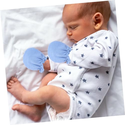 SECFOU 3 Sets Beanie Hats Mittens Socks for Boys Soft Skin Friendly in Pink Denim Navy Blue2