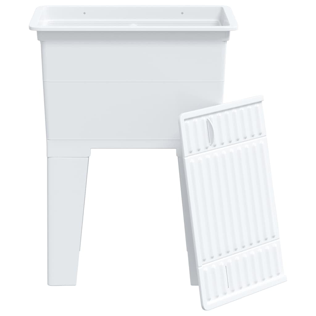 vidaXL Fregadero de lavadero de resina blanco 59x41x75 cm
