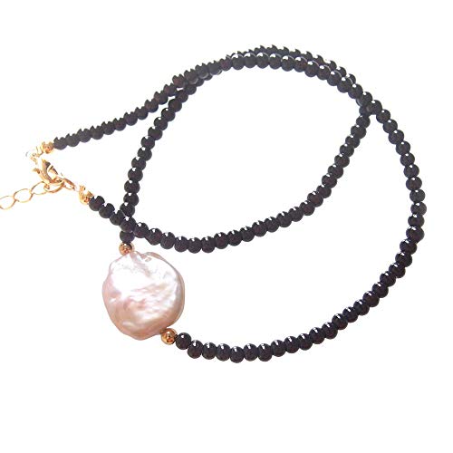 Sundysh Pearl Choker Necklace, Fashion Black Baroque Single Pearl Beaded Necklace Gemstone Short Collar Necklace For Women Girls 14? #TOP2