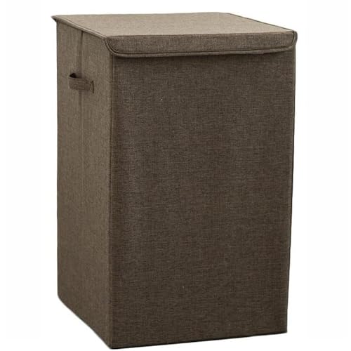 ランドリーバスケット 折りたたみ 洗濯かご 大容量 収納ボックス 洗濯カゴ フタ付き おしゃれ 布 北欧 衣類 おもちゃ かわいい 脱衣かご 取っ手付き ふた付き 軽量 折り畳み 蓋つき ランドリー ランドリー収納 縦型-コーヒー||M