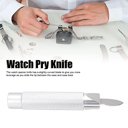 Watch Back Case Opener Knife Remover Tool With Single blade, Watchmaker\'s Bench Knife, Portable Cover Remover Repair Tool Stainless Steel Metal Handle Curved Blade