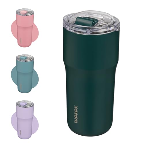 Image of BJPKPK 20oz Spill Proof Coffee Tumbler, Insulated Stainless Steel Cup | Double Wall Vacuum, Leakproof Lid, Keeps Hot /Cold /Iced, BPA Free, Dishwasher Safe, Cupholder, Travel, Dark Green