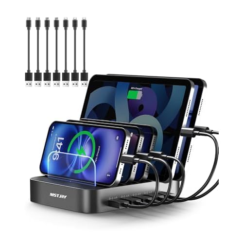 MSTJRY Charging Station for Multiple Devices : 5 Port Multi USB-A Charger Stations Multi-Device Organizer Charging Dock Designed for iPhone iPad Cell
