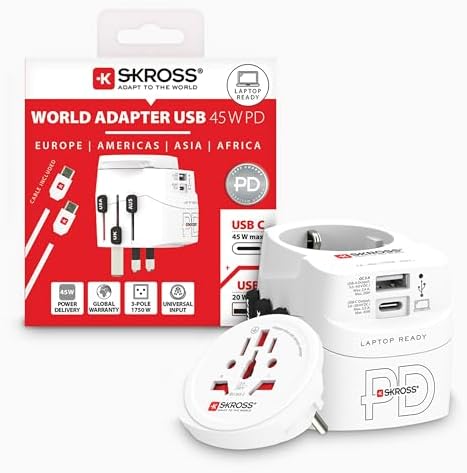 SKROSS - PRO Light USB AC45PD - Universal travel adapter to the w...