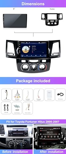 MISONDA Double Din Car Stereo for Toyota Fortuner Hilux Revo Vigo 2005-2008 Android Quad Core Car Radio GPS Sat Nav Head Unit 9 Inch IPS Built-in RDS Car Play Android Auto 2G+32G - Image 2