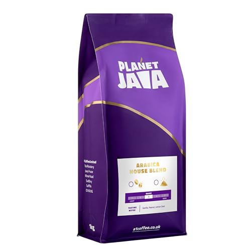 Planet Java 100% Arabica House Blend Full Medium Roast Coffee Beans (1 x 1kg Bag) - Hand Roasted Small Batch Artisan Coffee Beans