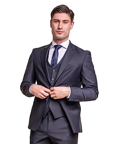 Costume homme bleu nuit en laine mélangée premium coupe slim