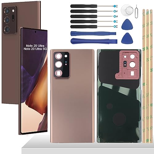 YHX-OU 6.9'' Bronze Akkudeckel für Samsung Galaxy Note 20 Ultra 5G Galaxy Note 20 Ultra Rückseite Glas Backcover Back Glas Ersatz Reparatur Rückseite Set mit Kamera Linse+ Werkzeug