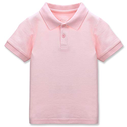 CUNYI Polo pour Garçons T-Shirt Uniforme en Coton Piqué Chemises d'école pour Enfants Hauts à Manches Courtes, Rose Pâle 160