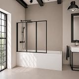 Schulte pare baignoire sans percer 127 x h.121 noir 3 volets, réversible
