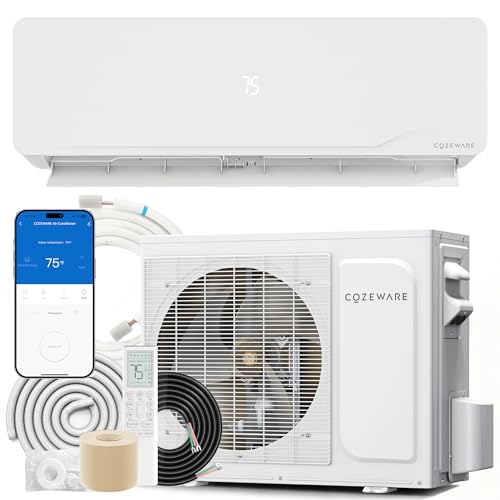 Image of Cozeware 12000 BTU Mini Split Air Conditioner Heat Pump, 115V 20 SEER2 Ductless Inverter System Works with Alexa and WiFi, Cools & Heat Up to 750 Sq.Ft with 3 Eco Mode and Installation Kit, 1 Ton