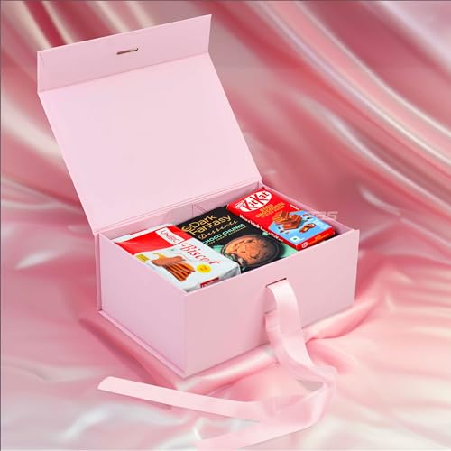 Image of RBS - Foldable Gift Box with Ribbon 23 x 16 x 10cm Gift Box for Packing (1 Pack) Multi-Purpose Gift Boxes for Presents Decorative Hamper Box Return Gift Boxes for Packaging (Pink - S)