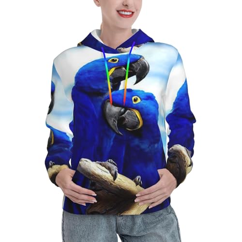 Sweat à capuche stretch femme anti-courants d'air à motif perroquet