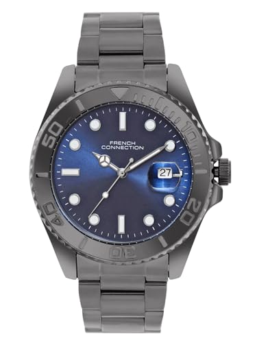 Image of French Connection Apex Blue Round Dial | Stainless Steel Strap | Date Window Display | Wrist Watch for Men - FCH17GNM