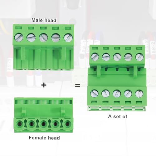 Connecteur 5 broches MECCANIXITY pas 5mm pas de 0.5cm vert boîtier isolant haute densité PCB