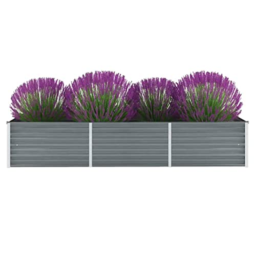INLIFE Barreño Galvanizado, Jardín de acero galvanizado, 240 x 80 x 45 cm, color gris