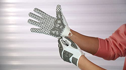Seibertron Lineman 2.0 Padded Palm Football Receiver Gloves, Flexible TPR Impact Protection Back of Hand Glove Adult Sizes White M - Image 4