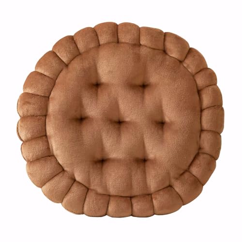 Round Milk Velvet Cookie Seat Cushion - High Resilience Pearl