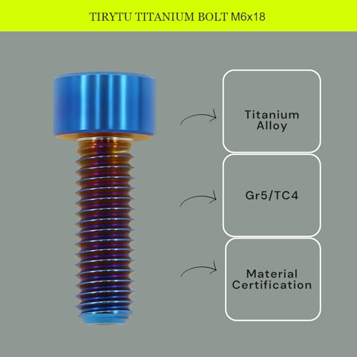 Image of M6x18 Titanium Bolts Hex Socket Cap Screw, Burnt Blue, 4PC | Lightweight Design, Ideal for Humid /Salty Environments, Socket Head Hex Key No Washer, MTB /Motorcycle Bolts