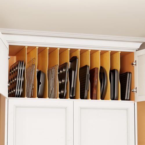 SpaceAid 10 Pack Tray Dividers for Cabinets, Bamboo Kitchen Cookie