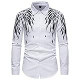 Camisas de manga larga con estampado de plumas para hombre, camisas de manga larga con botones para hombre, camisa de vestir de manga larga, camisa de vestir de ajuste regular, camisas formales