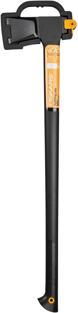 Fiskars Spaltaxt XL, Solid, Mit Klingen- und Transportschutz, Antihaftbeschichtet, Hochwertige Stahl-Klinge/Glasfaserverstärkter Kunststoff-Stiel, Schwarz/Orange, A26, Länge: 92 cm, 2,6 kg, 1052043
