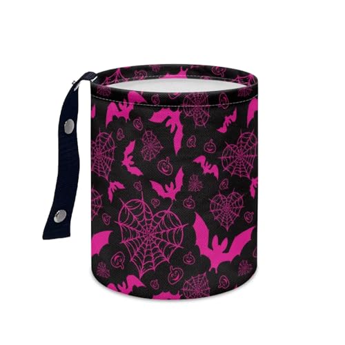 Image of Pensura Car Trash Can Waterproof Pink Spiderweb Bat Car Trash Bag Hanging Portable Foldable Multipurpose Trashs Bin Waste Basket Auto Accessories for Cars, Home, Outdoor