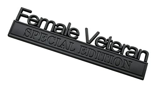 Image of Female Veteran Edition Special Emblem Car Decal, Warrior Soldier 3D Sticker, Female Veteran Special Edition Letters Car Badges, Accessories (Matte Black)