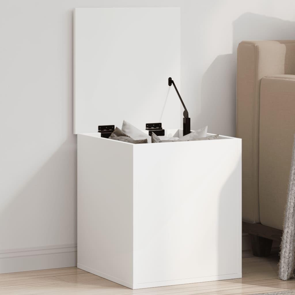 Caja de almacenamiento blanca, 40 x 42 x 46 cm, material de madera, organizador de almacenamiento, estante, ropa, armario