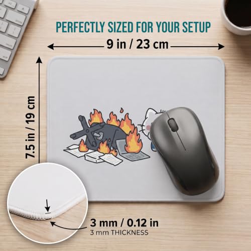 Image of Mouse Pad for Laptop & Desktop | 9x7 Inch Anti-Fray Stitched Edges | Non-Slip Rubber Base | Desk Setup Accessory for Students, Gamers & Professionals (Angry Kitty)