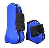 LEBEE Guetres Cheval 4pcs équitation Amortissante CSO Protection des Jambes Hippisme Tendon Et Boulet Bottes Set,Blue