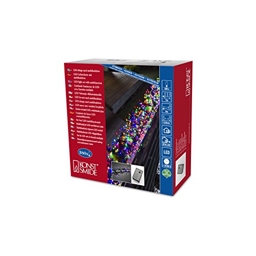 Preisvergleich Produktbild Konstsmide Micro LED Büschelllichterkette Cluster, mit 8 Funktionen, Steuergerät und Memoryfunktion, 580 bunte Dioden, 24V Außentrafo, schwarzes Kabel - 3791-500