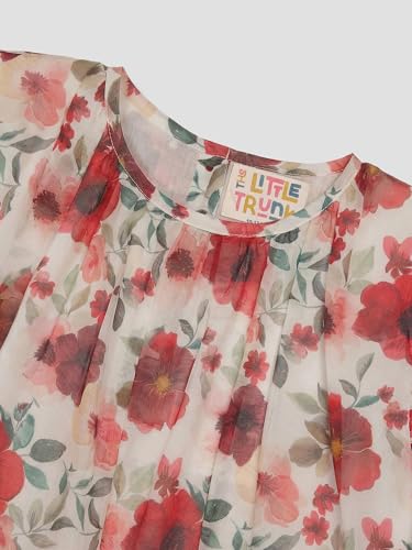 Image of Kids Girls Printed Embroidered Fusion Dress | Handmade Crafted Designer Ethnic Wear | 100% Cotton