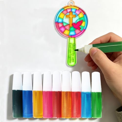 30 Set Magnifying Suncatcher Craft Kits, DIY Stained Glass Window Art - 4