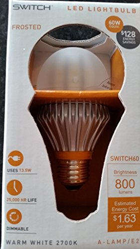 SWITCH Lighting A22141FA1-R Classic A19 LED Light Bulb with 60-Watt Replacement and Frosted Lens, Soft White (2700K)