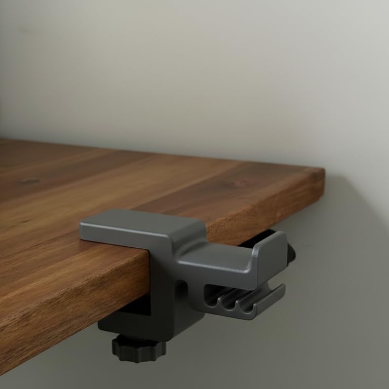 Universal Headset Headphone Hook Holder Hanger Desk Mount Clamp with Multi-Slot Cable Management | Hanger for PC Gaming Headsets | Non-Damaging Adjustable Hook for Workspace (Dark Grey)-image-48