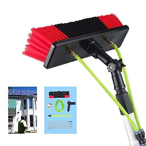 OLSKFUH Telescopic Window Cleaning Brush Pole 5-12M Water Fed Kit For Solar Panel & Photovoltaic Cleaning Adjustable Window Cleaner Equipment Ultimate Cleaning Tool,8m/26ft Rod-30cm Brush Head