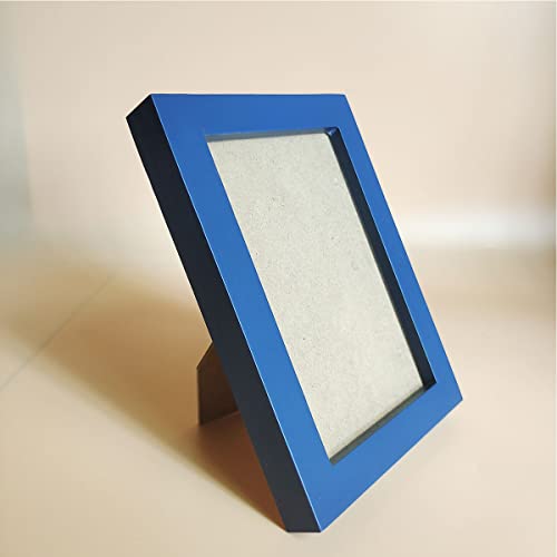 Image of 4x6 Picture Frames Blue Solid Wood Frame, Plastic Panel (Film Needs to be Removed) Table or Wall.Front Window Opening 3.5x5.5 inch.
