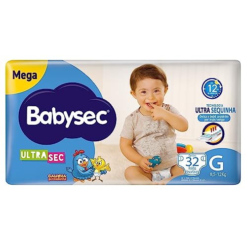 Fraldas descartáveis Babysec Ultrasec Galinha Pintadinha, 38 Unidades, Tamanho G 8,5 - 12 Kg