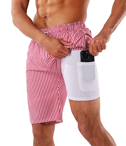 XSKJY Mens Swim Trunks with Compression Bathing Trunks Liner 9