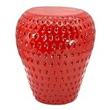 Galt International 18' Red Strawberry Stool Side Table Home Decor Plant Stand Garden Indoor Outdoor Decorations