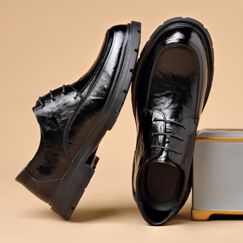 Men's Classic Slip - on Genuine Cowhide Leather Penny Loafers, Ideal for Business - Casual Work and Daily Office Wear (Black,8)3