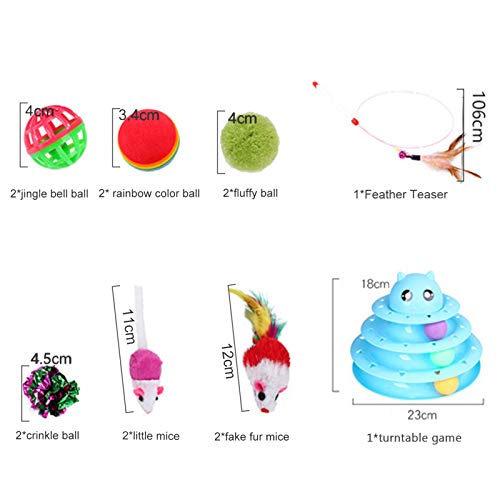 Uma variedade de combinações de 14 brinquedos interativos para gatos PCSAdaskala, incluindo três tor